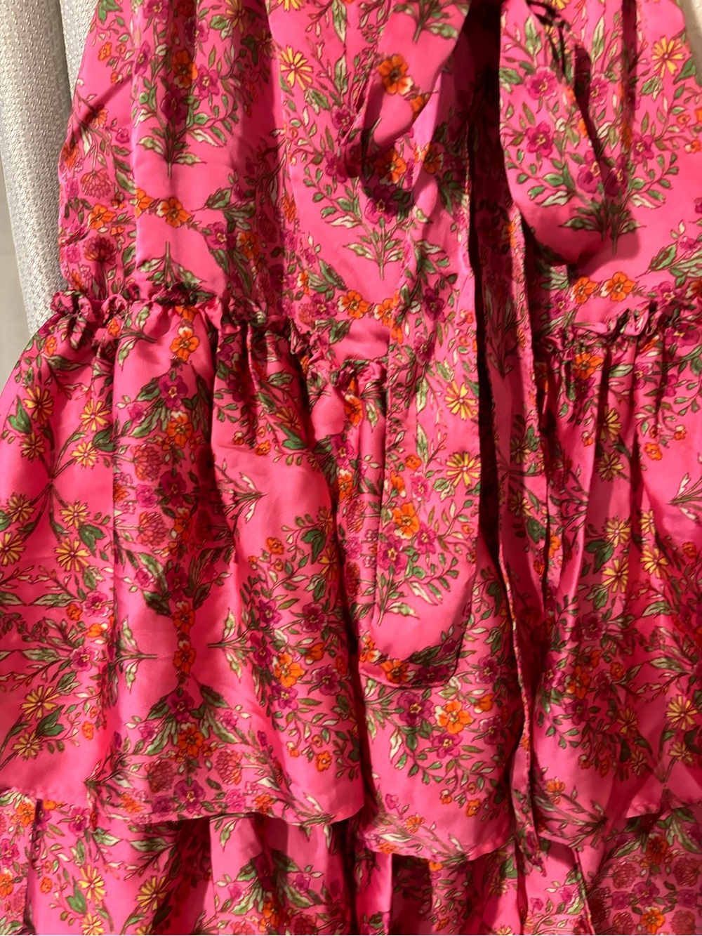 Olivaceous Pink Floral Tiered Midi Dress - Picture 6 of 8